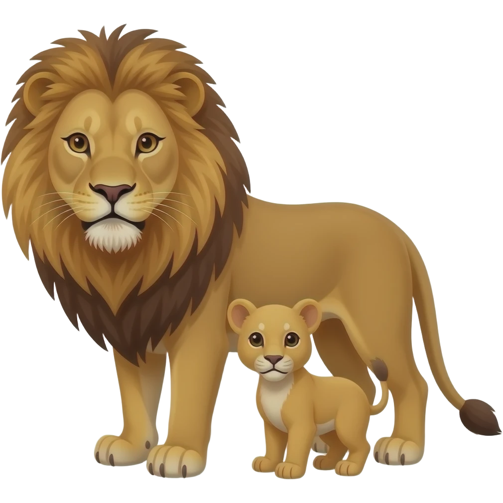 Not a male lion Female Lioness and cub emoji emoji