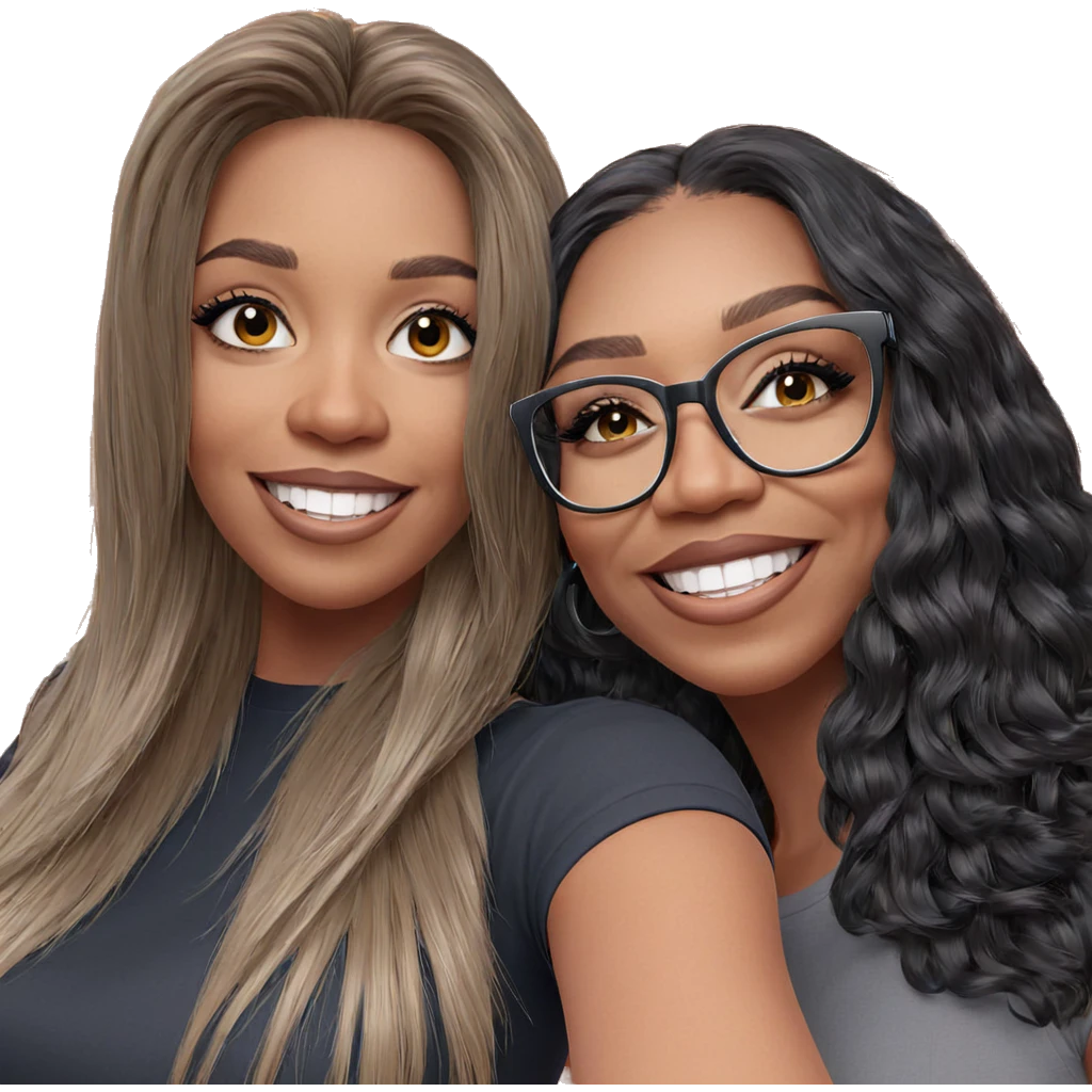 smiling girls in stylish accessories emoji