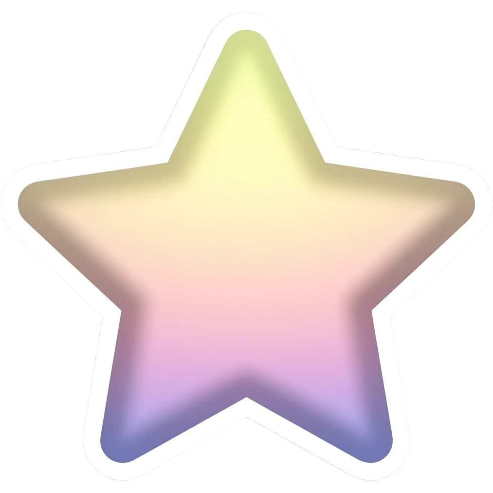 Звезда - Нарисованный 2d Стикер-дизайн, пастельные цвета, округлые формы, без глаз и ртов emoji