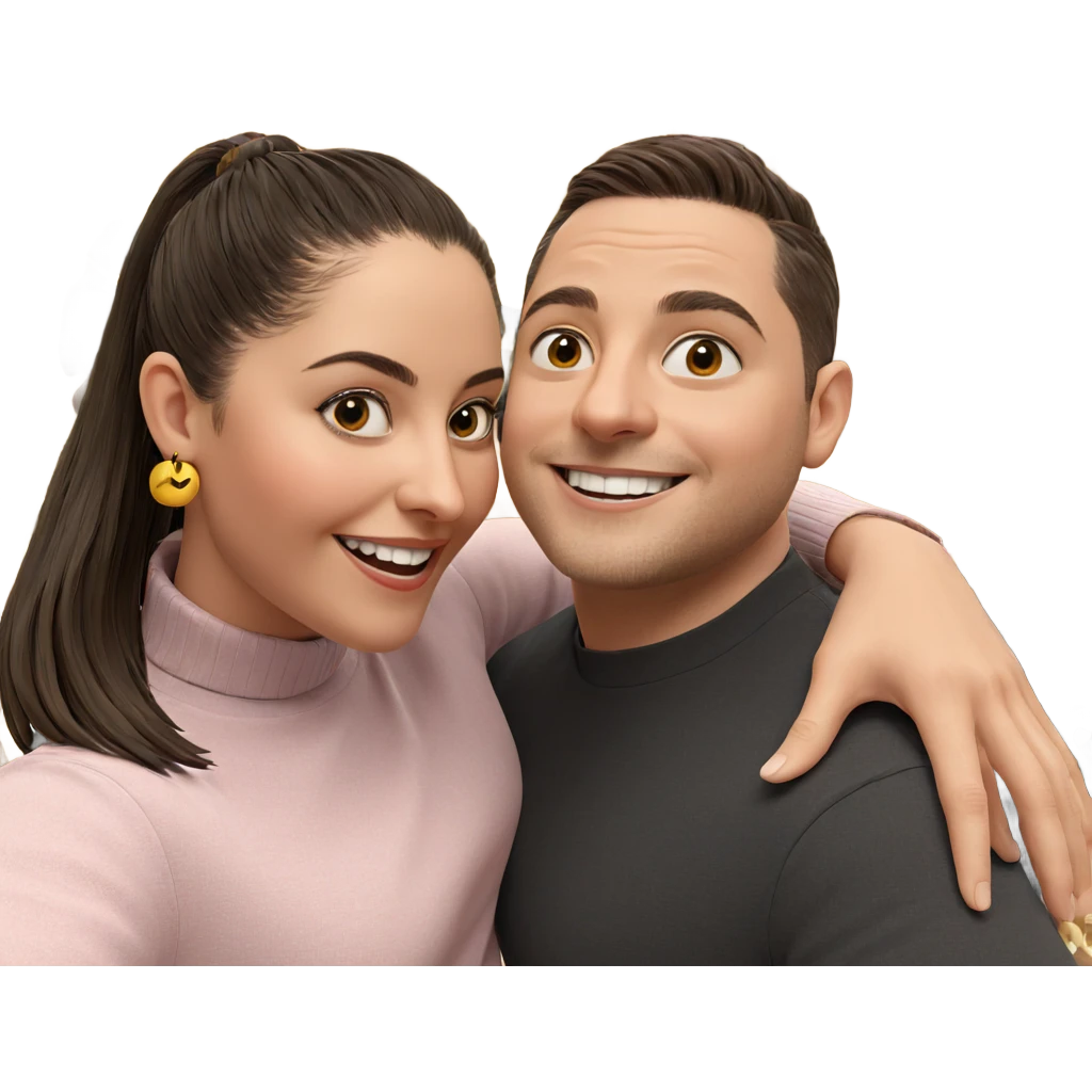 smiling duo by christmas tree emoji