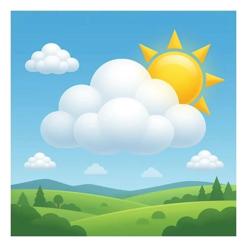 sun shinning from behind fluffy cumulus emoji
