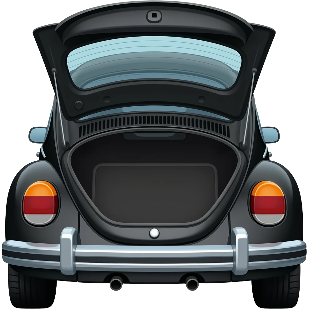 black vw car bug trunk open emoji