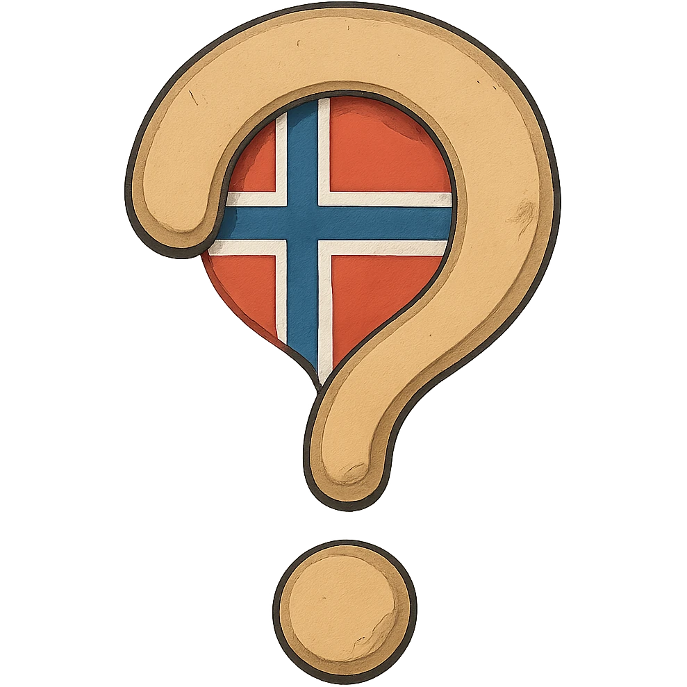 ghibli style question mark with Norwegian flag inside emoji