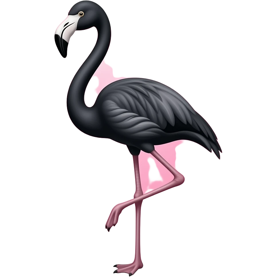 black flamingo on a pink heart emoji