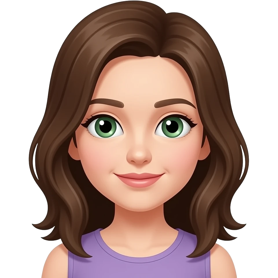 This girl but with brown hair and green eyes emoji