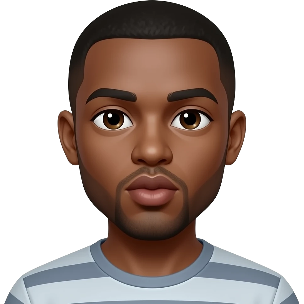 Black man with shaved head blowing kisses emoji