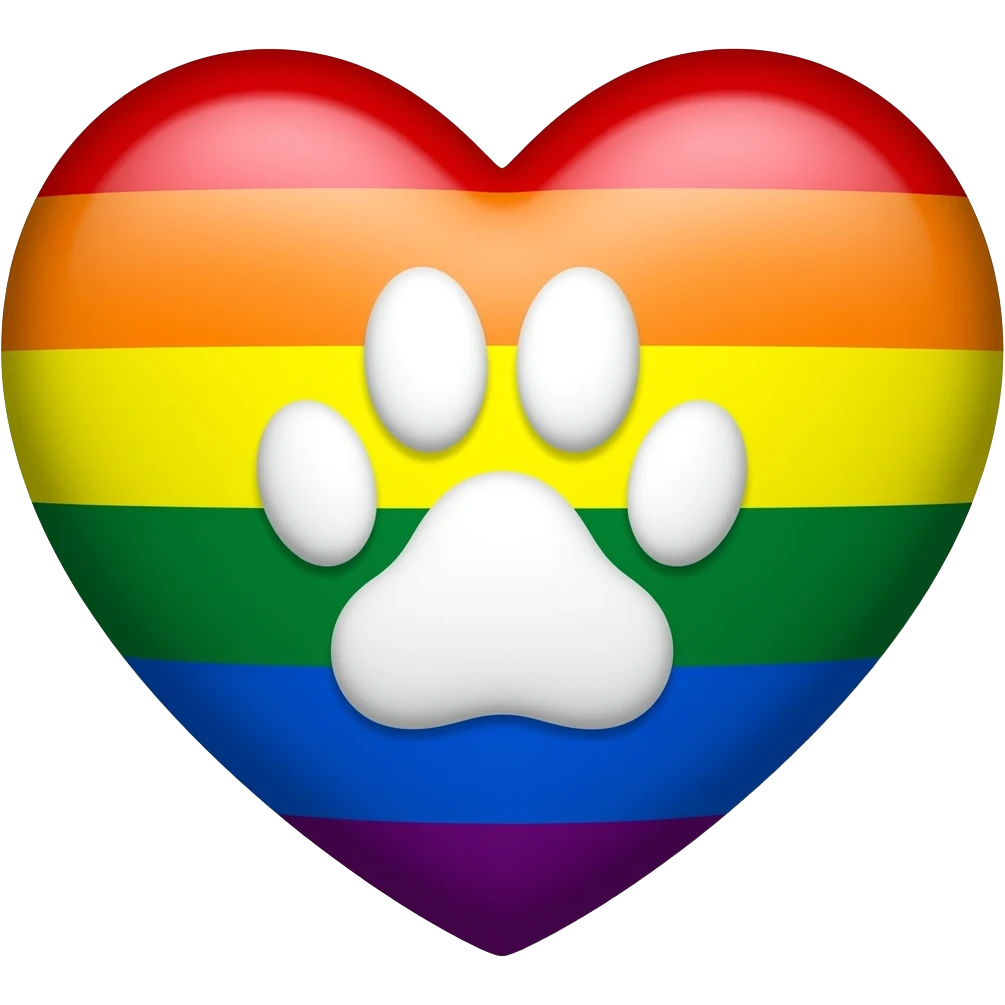 LGBT flag heart with white paw emoji