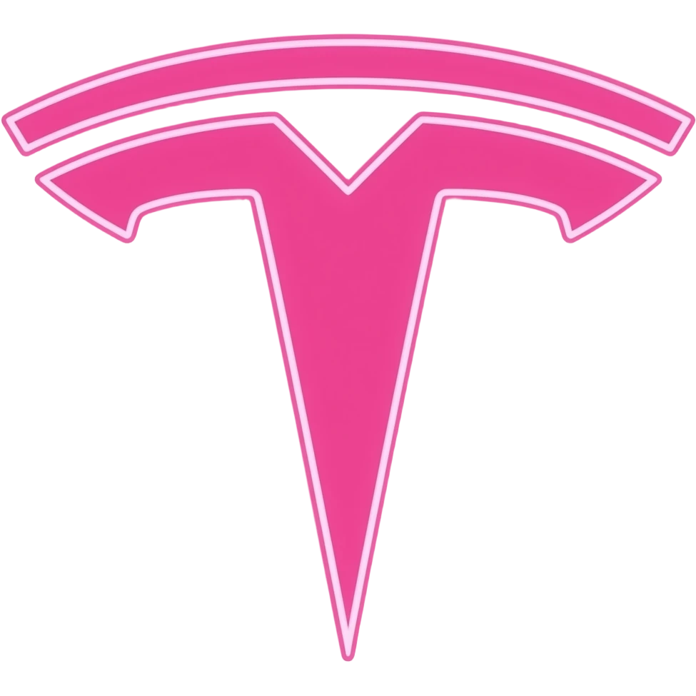 Tesla T with neon color pink emoji
