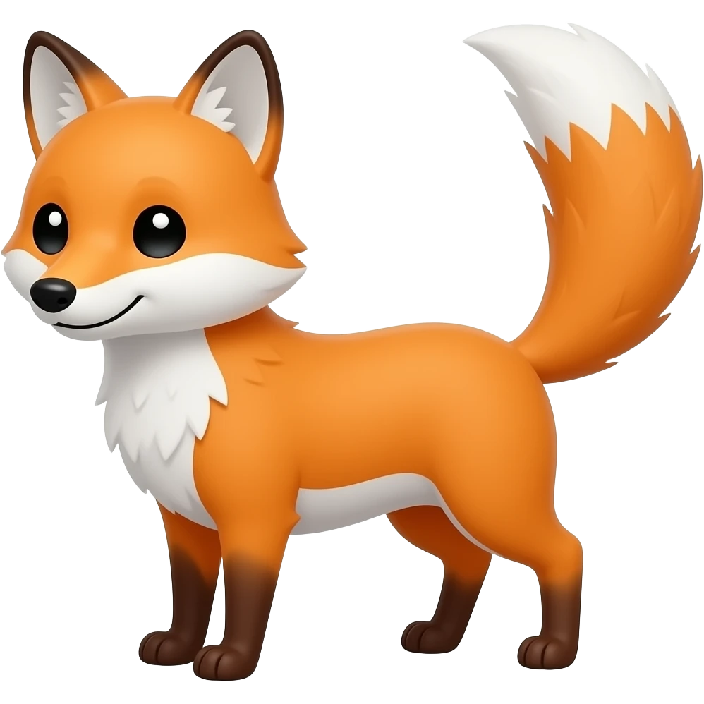 fox with black dots for eyes its head at 3/4 with a full body tail up emoji