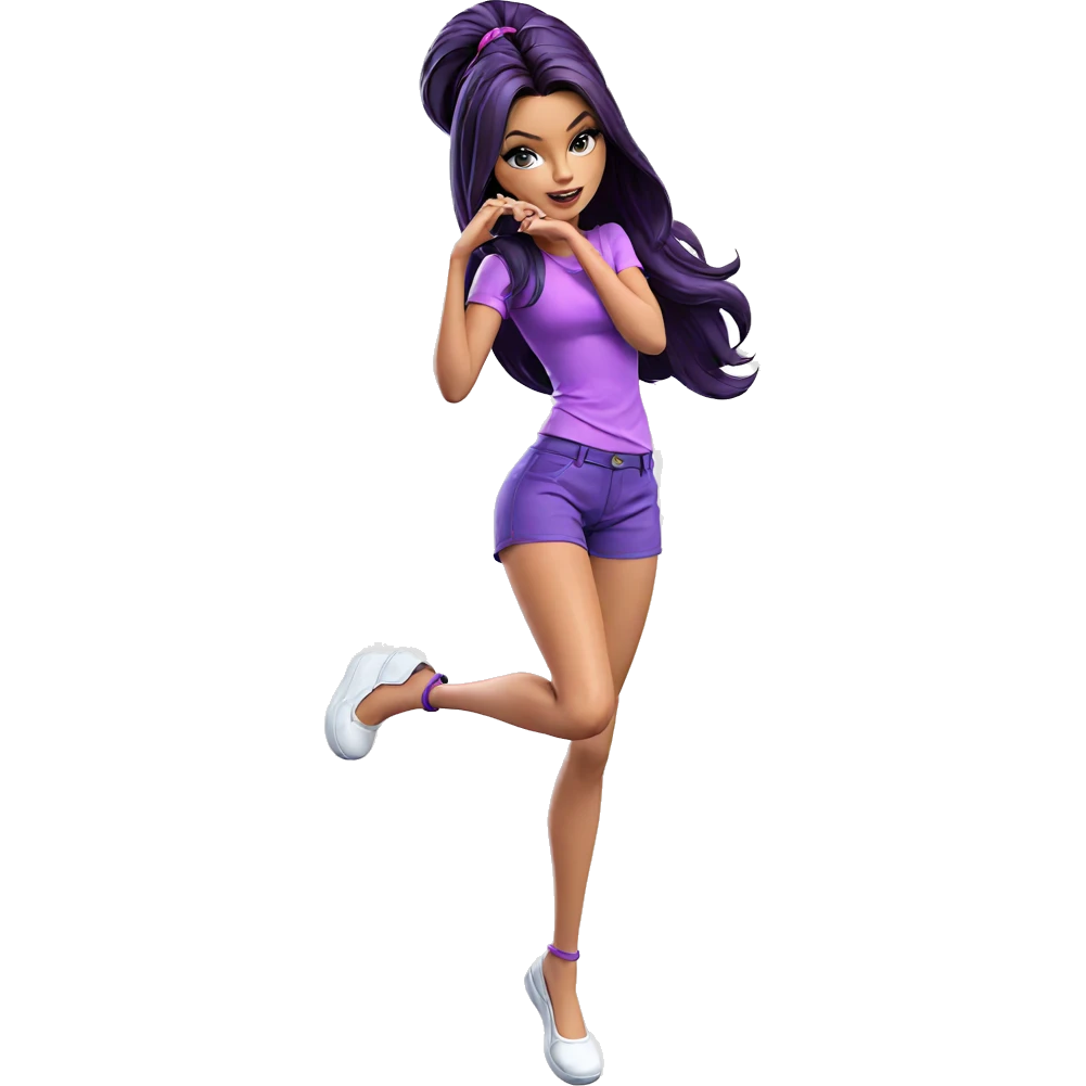 smiling girl in purple outfit emoji