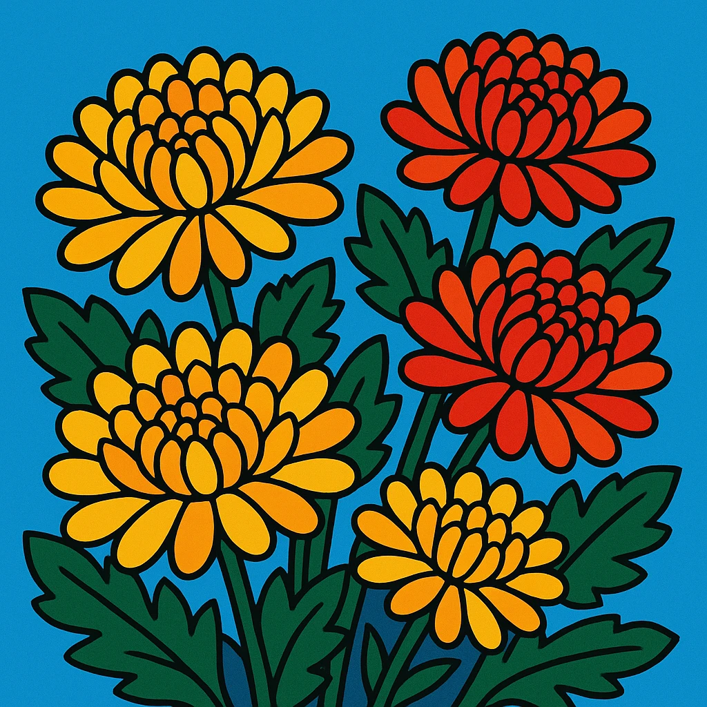 crisantemos vibrant cartoon style emoji