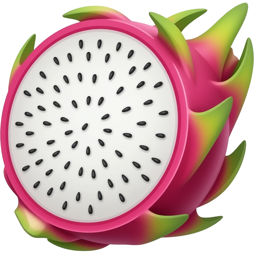 Dragonfruit sliced open emoji, facing sideways a bit emoji