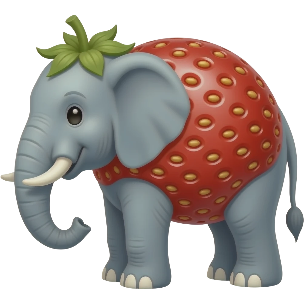 Make a elephant have a strawbbery full body emoji