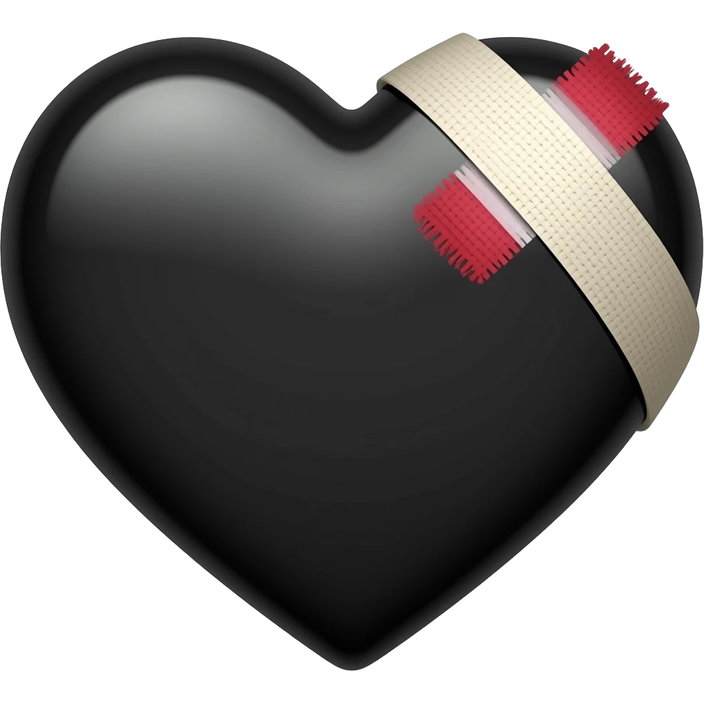 A black heart with bandage emoji