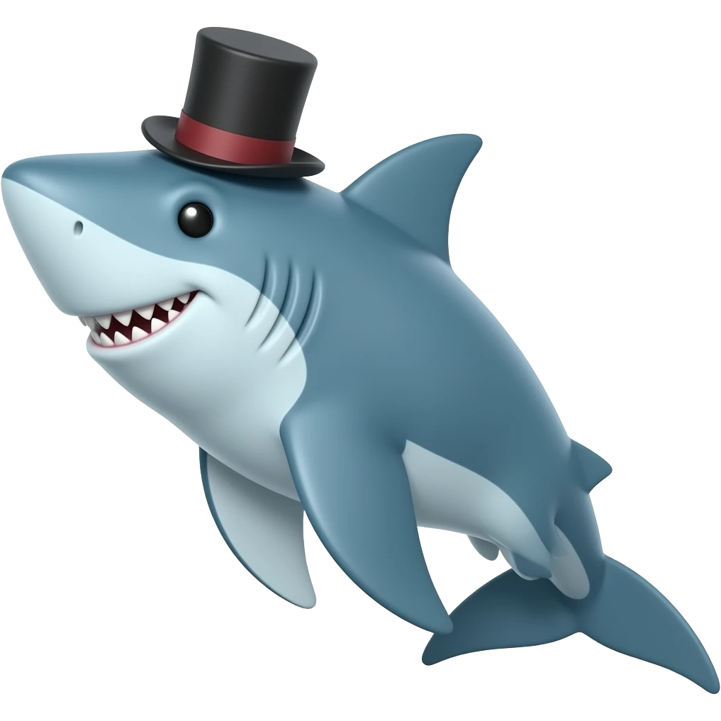 Shark with a top hat emoji