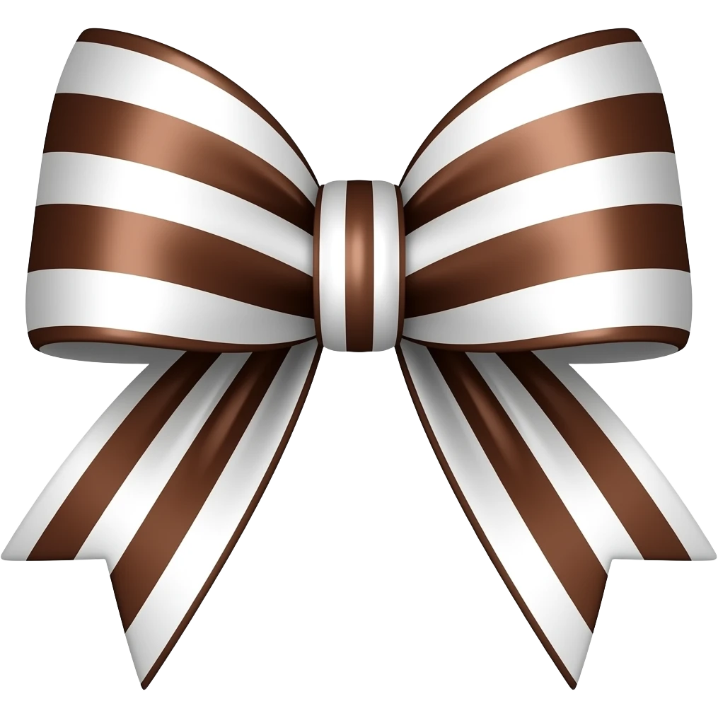 Dark brown and white striped bow emoji