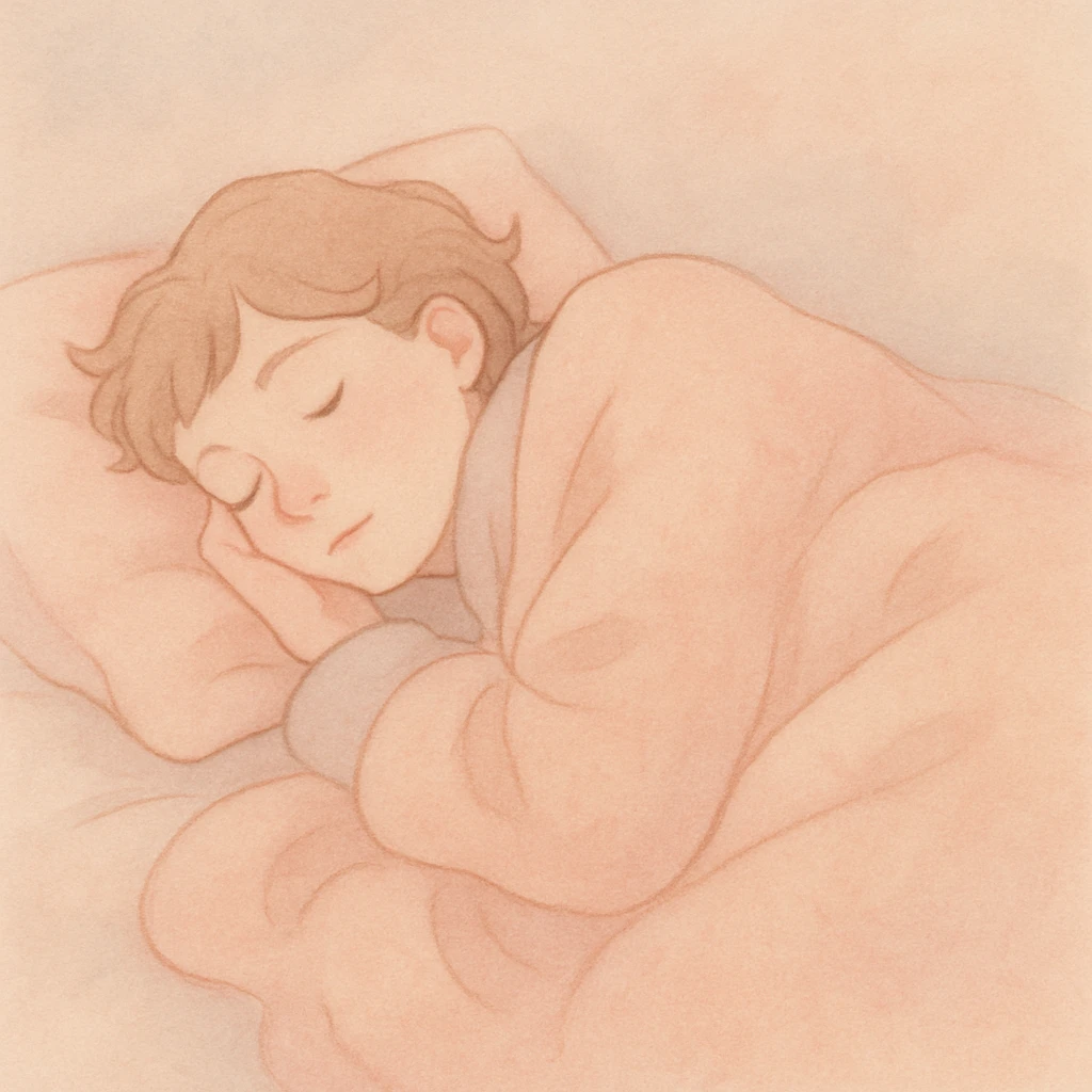 person sleeping on their side, cozy blanket, gentle colors emoji