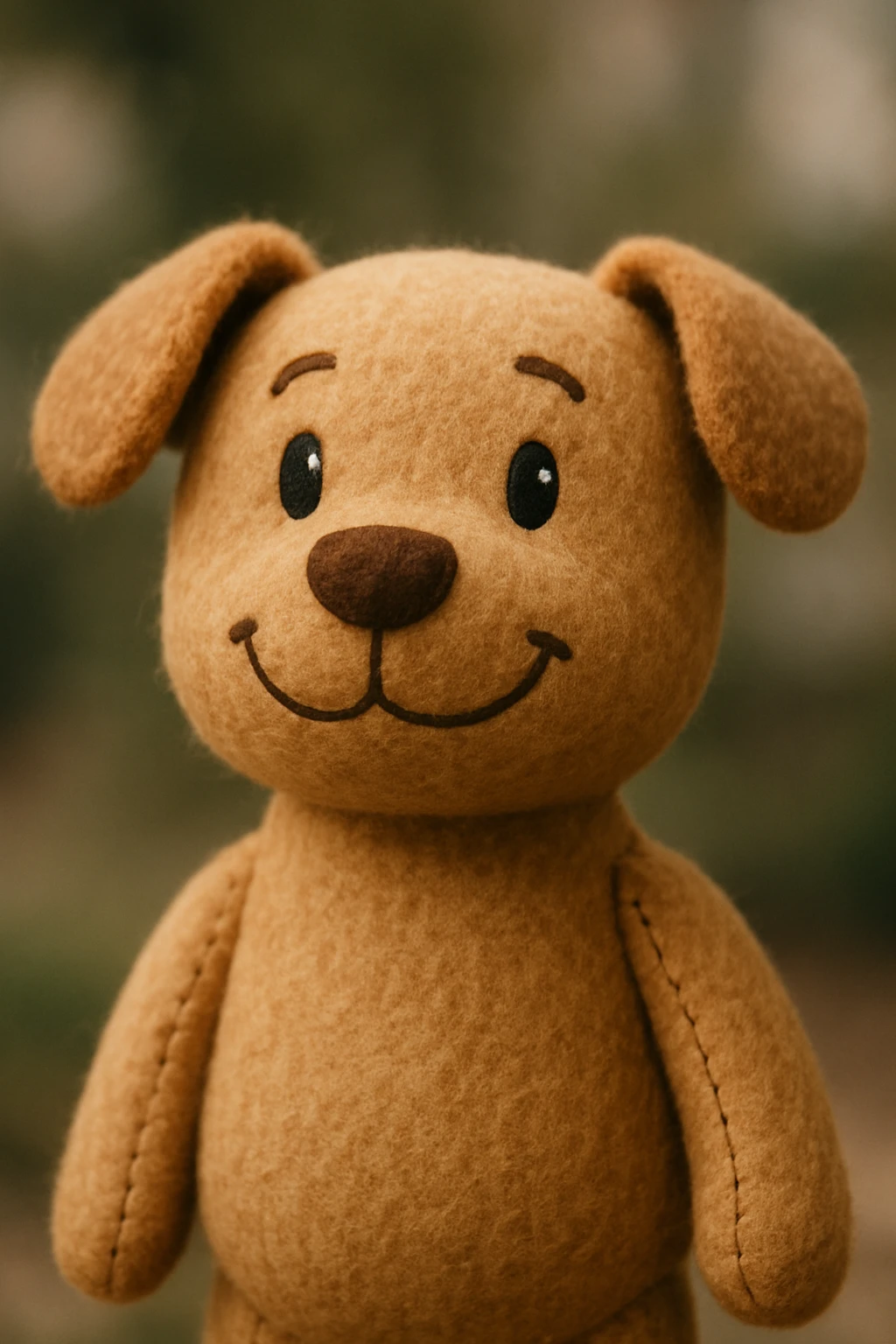 a happy dog plush portrait, fluffy texture, gentle expression emoji
