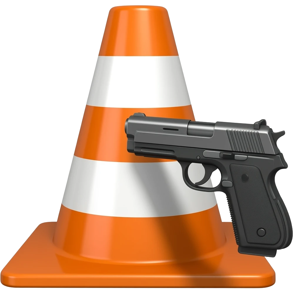 Emoji Traffic cone  pointing gun at camera emoji
