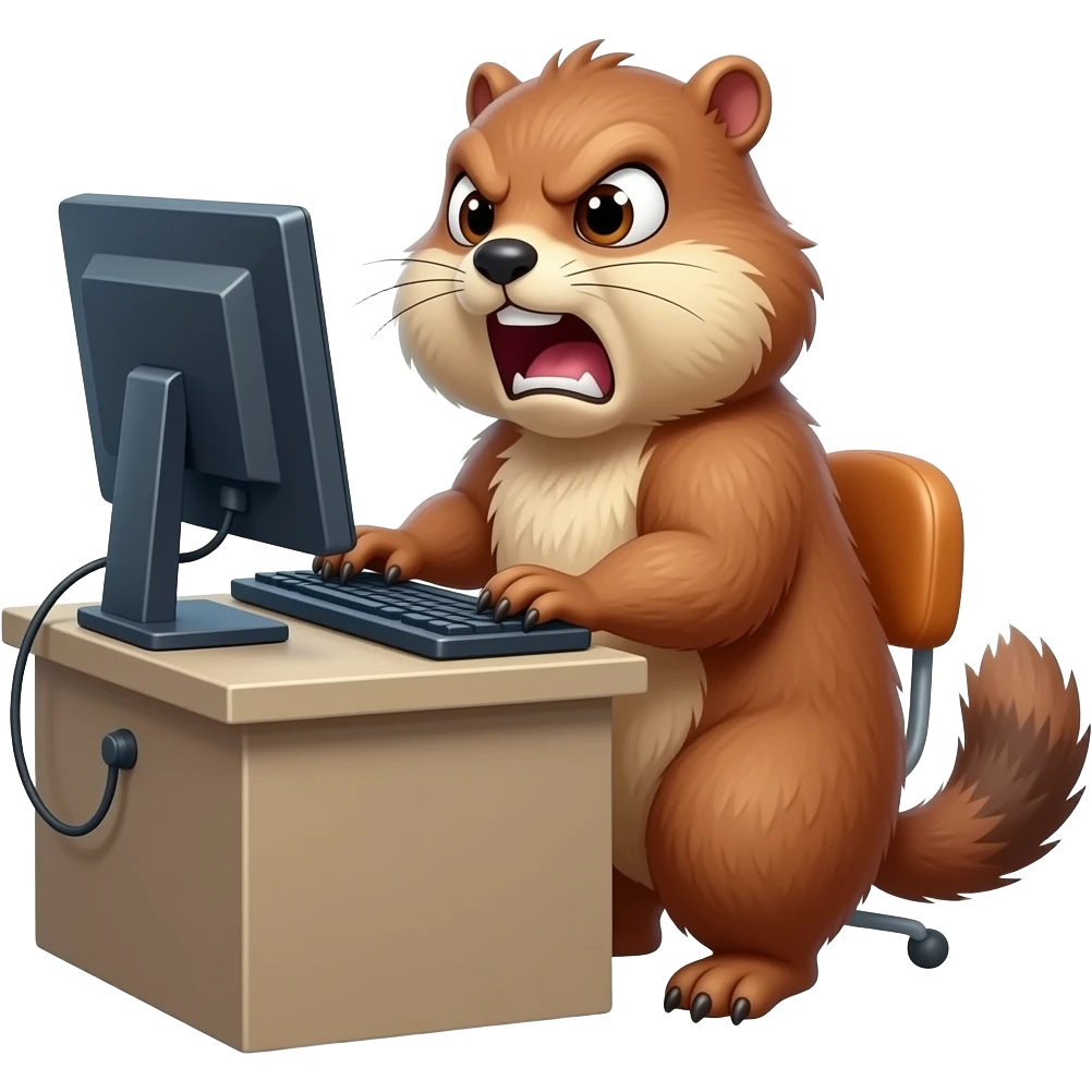 Marmotte enragé travaillant devant ordinateur emoji