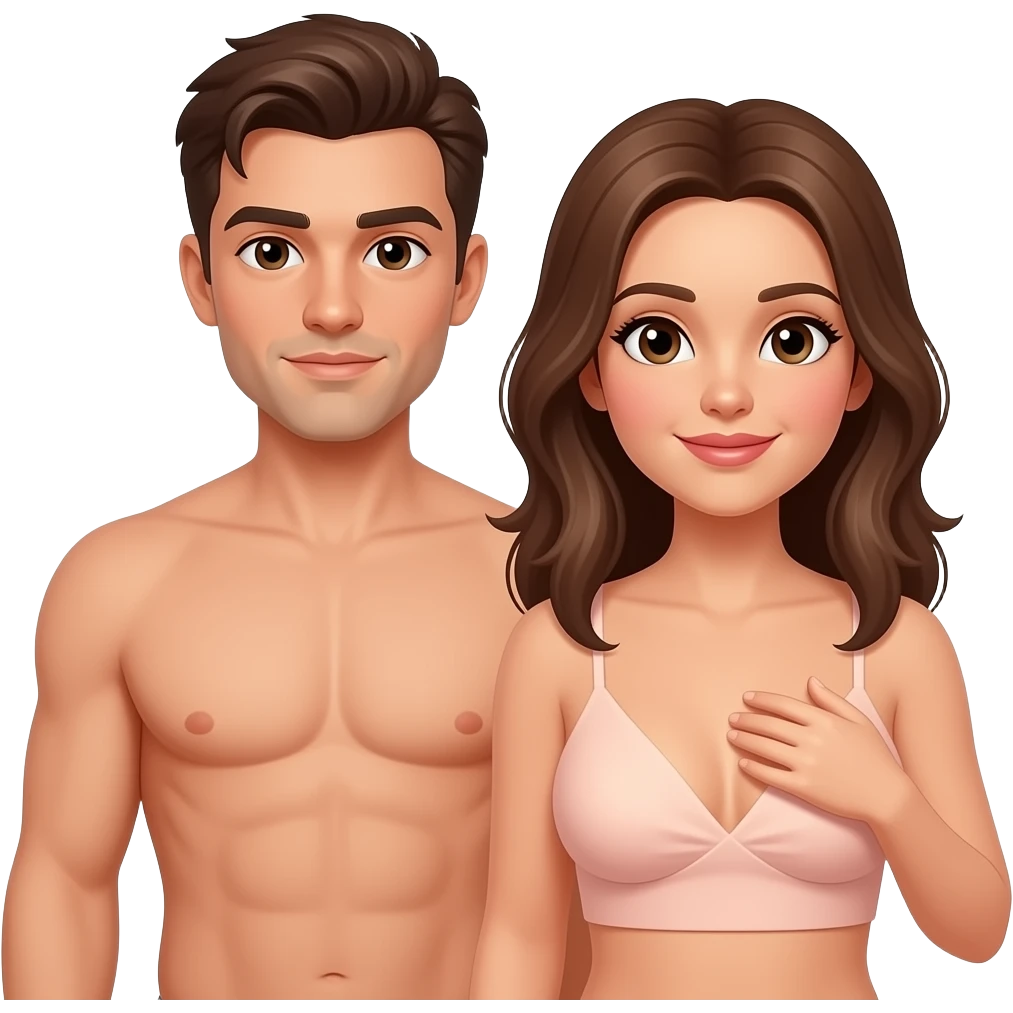 Hand on boob Naked Sex man and woman boobs brown hair emoji