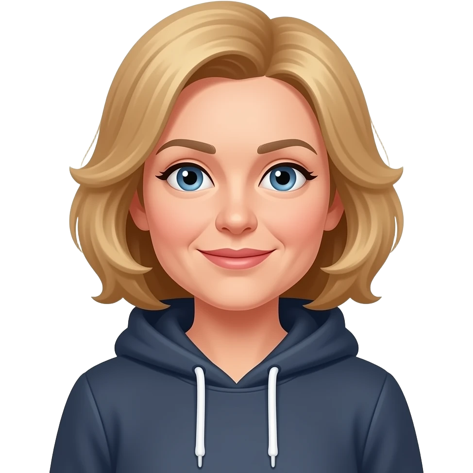 Russian IT Business woman in hoodie, 40+ emoji