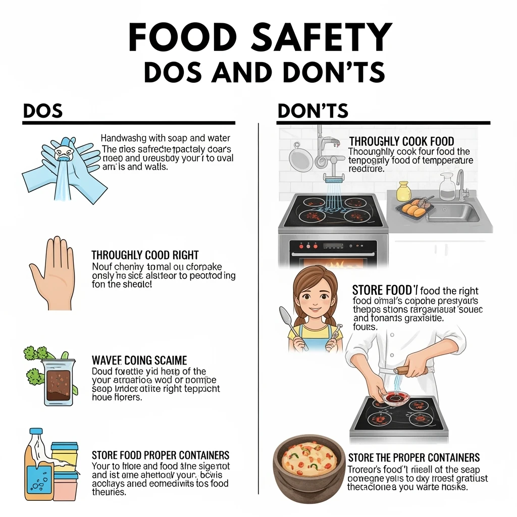 make a detail poster with title of "food safety dos and dont" emoji