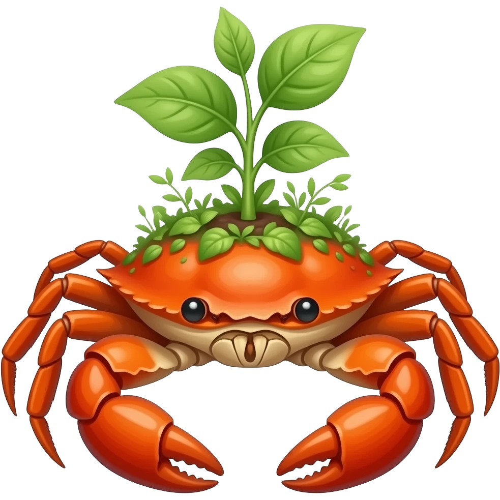 A crab with a plant growing on its back emoji