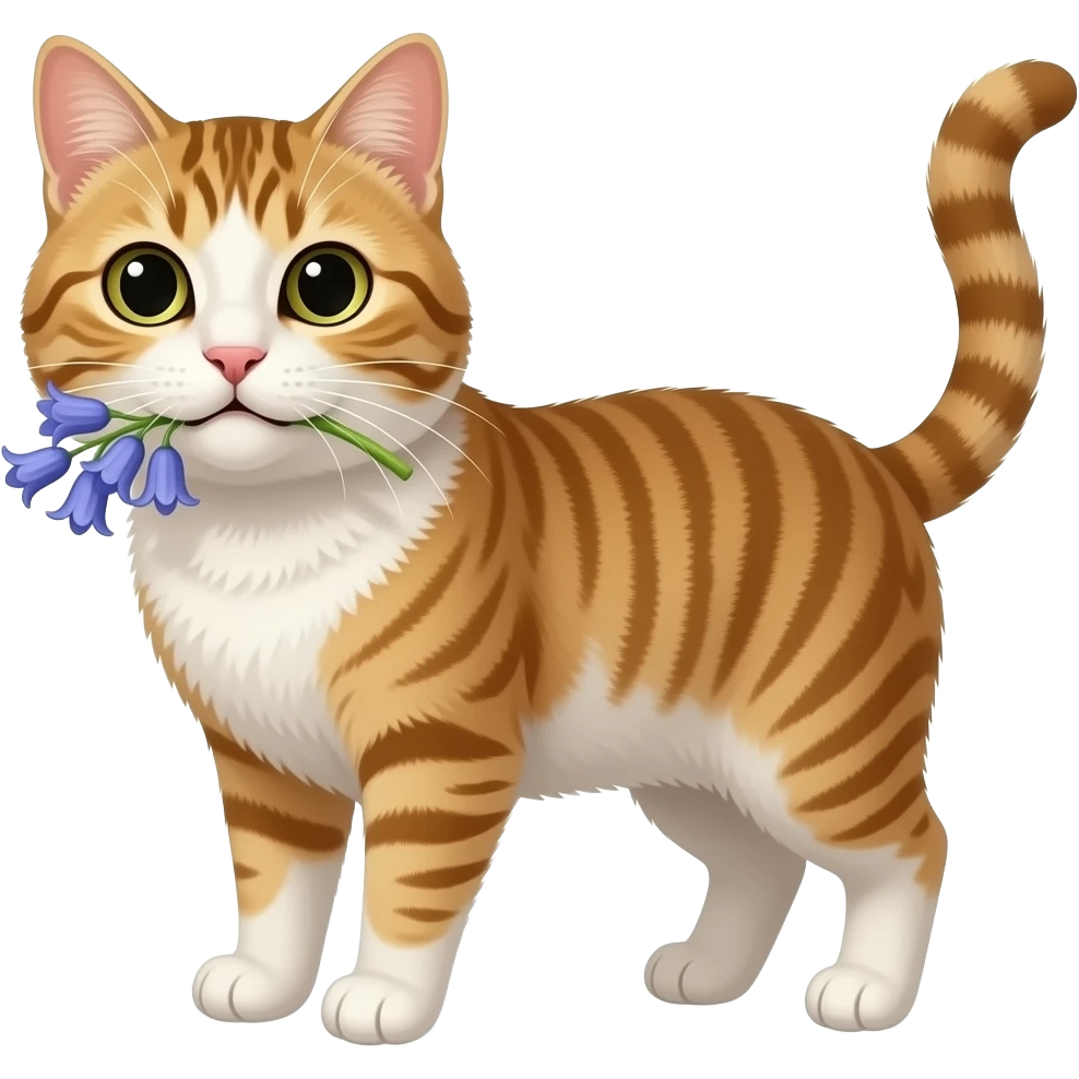 Cat with bluebell in mouth emoji