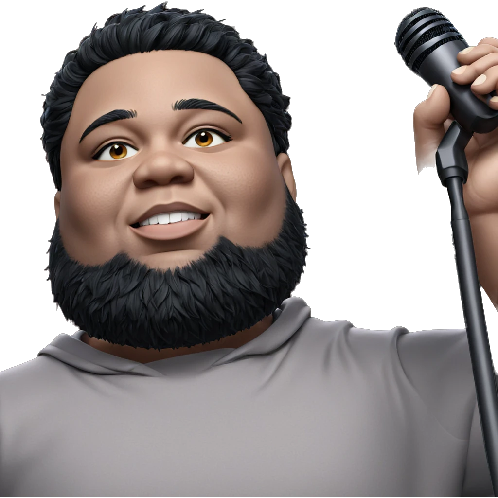 boy with black hair singing emoji