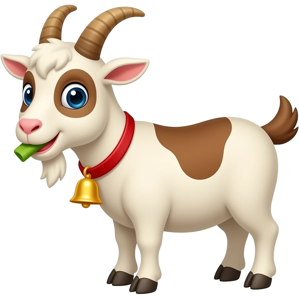 Cartoon goat with the bell eating emoji