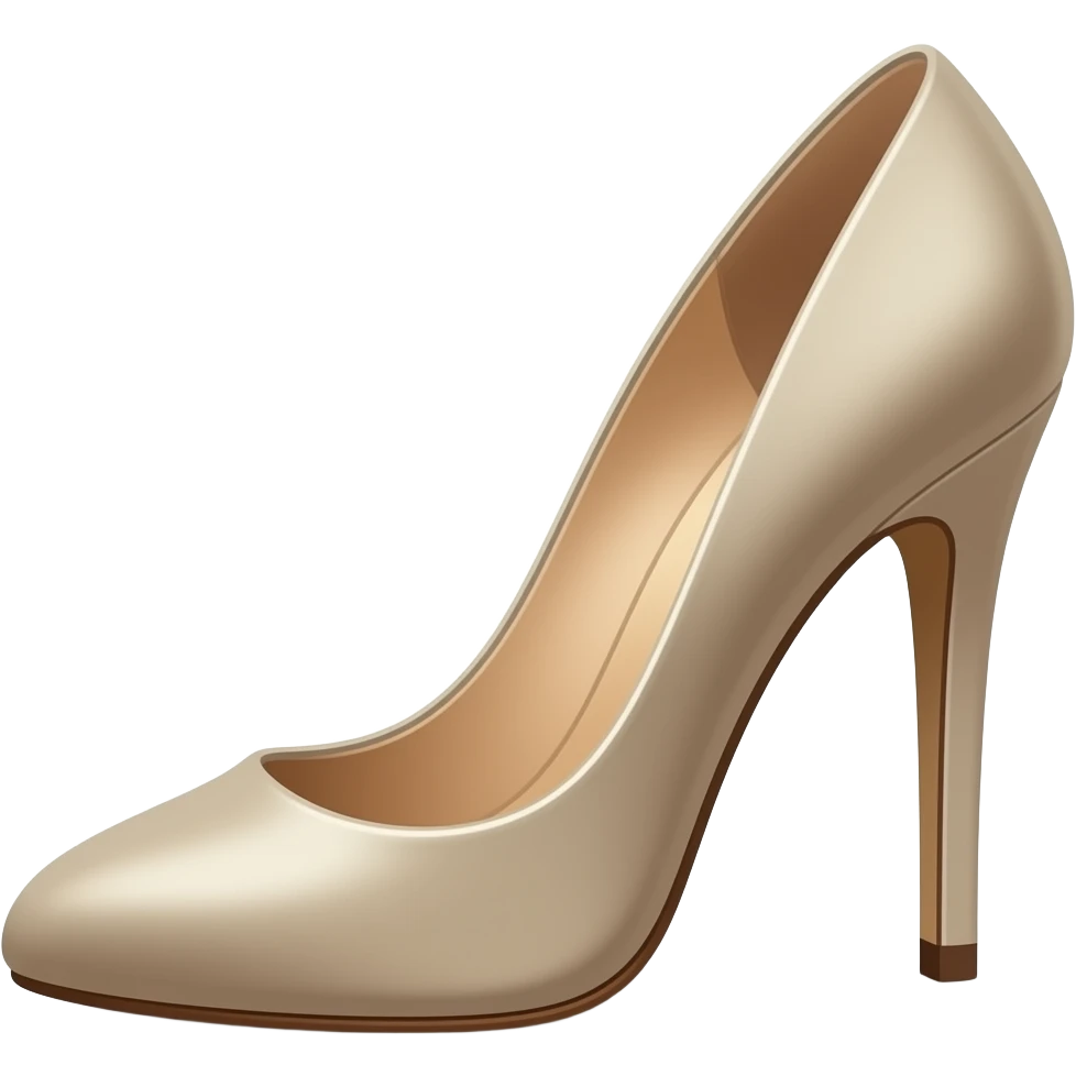 Minimalist emoji of stylish high heels, elegant feminine design, beauty queen aesthetic, smooth curves, muted olive and beige tones (#556250, #939C89, #F4DAB9, #FCF0E4), soft lighting, clean vector style emoji