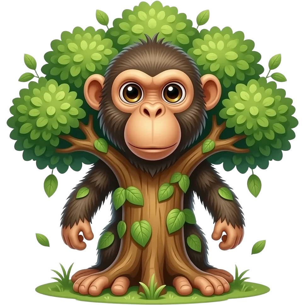 Brr Brr Patapim – Un hybride arbre-singe nasique géant avec des très grand pieds et un feuillage vert, le "brr brr patapim" serait le bruit de ses pieds quand il marche. emoji