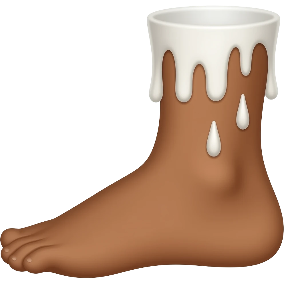 Dripping white juice between brown leg emoji