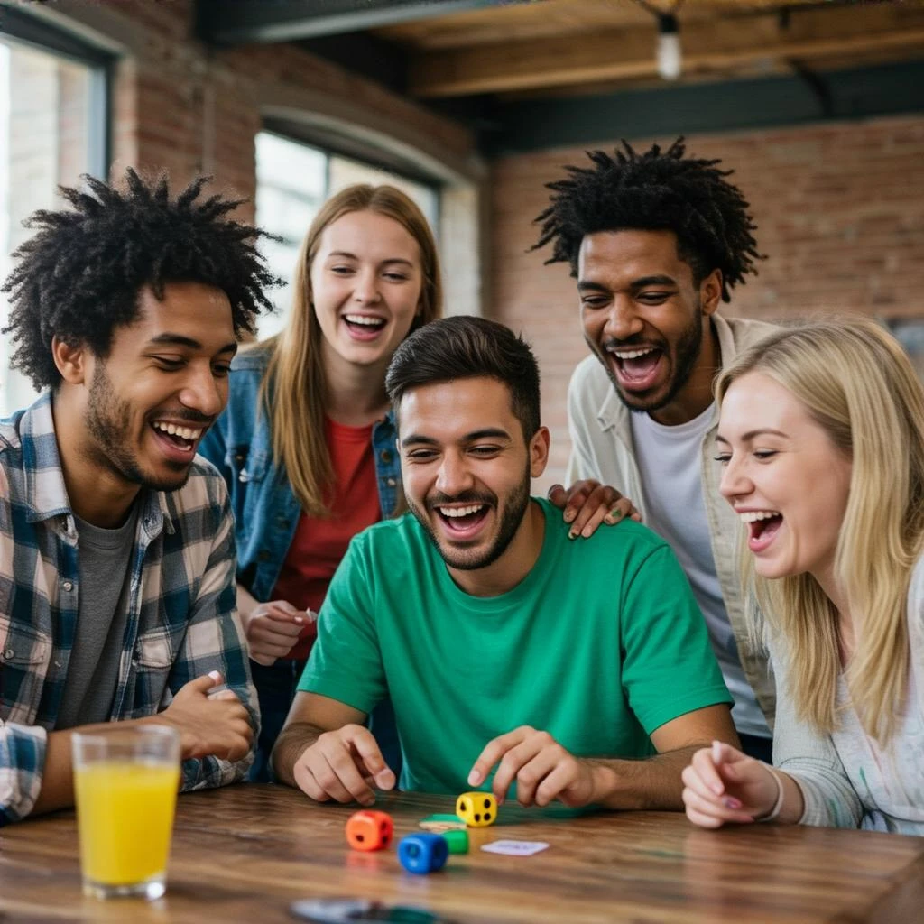 group of friends playing a fun game emoji