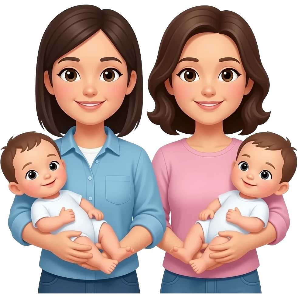 Family of 5 with baby twins 2 mother's emoji