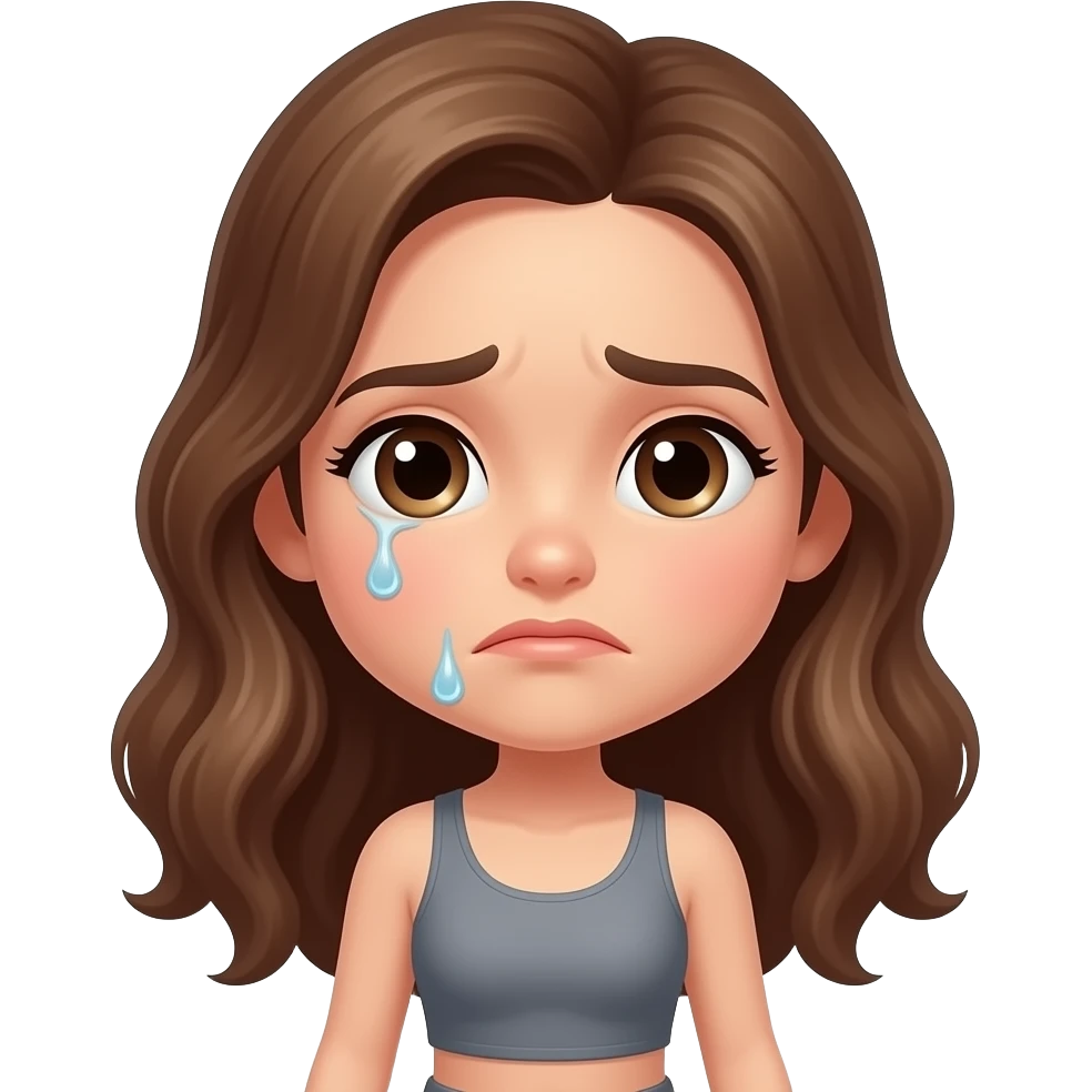 Girl embarrassed by her camel toe in Grey leggings emoji