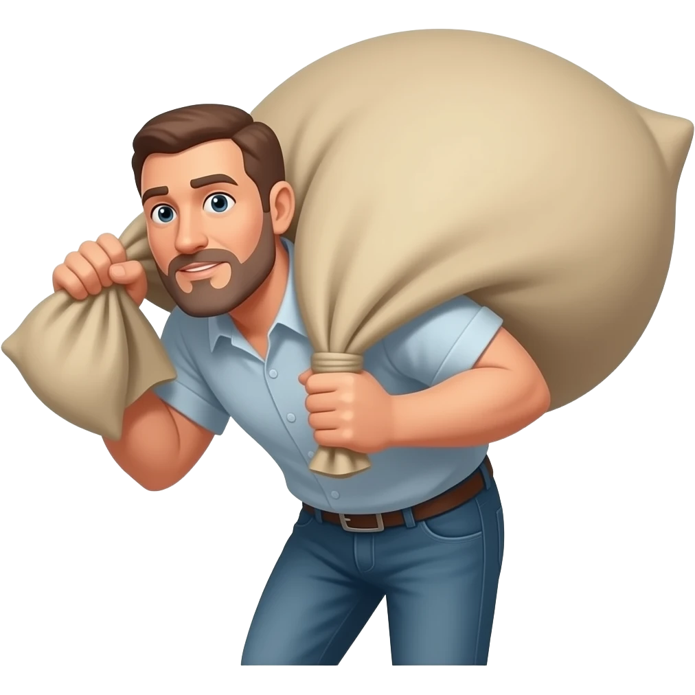 MAN WITH A HUGE SACK ON HIS BACK emoji