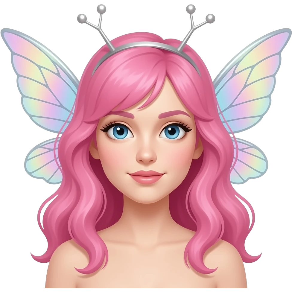fairy wings on top of this pink haired lady emoji