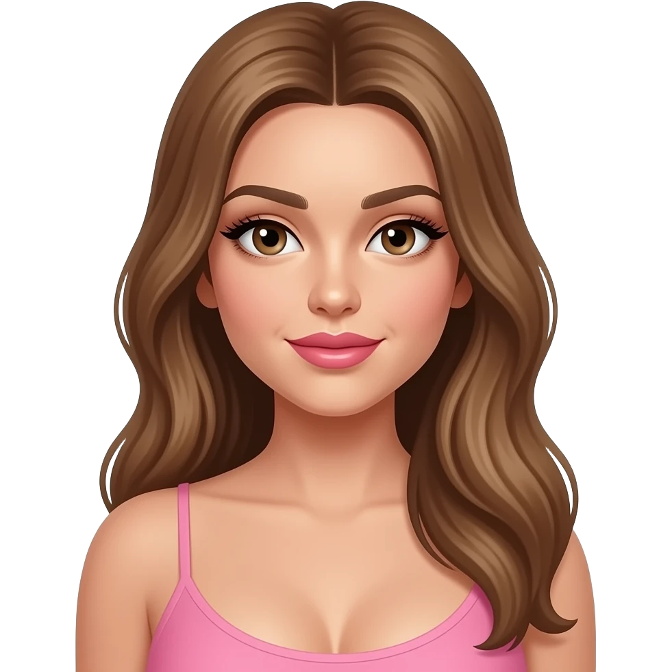 Big boobs pink lipstick tanner long eyelashes emoji