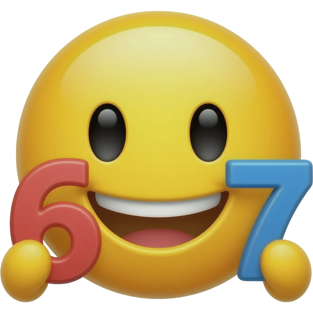 yellow emoji holding 6 and 7 numbers emoji