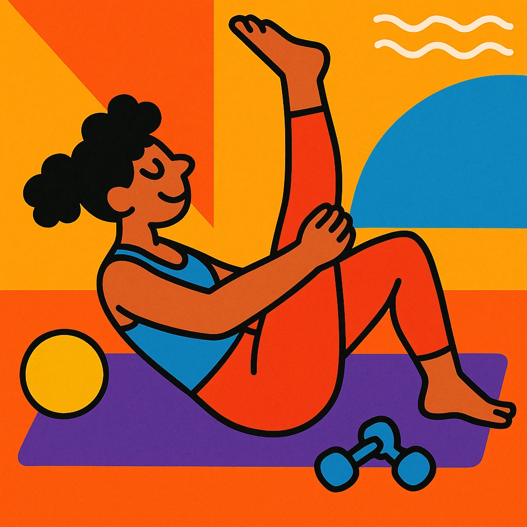 pilates illustration, vibrant, energetic, colorful emoji