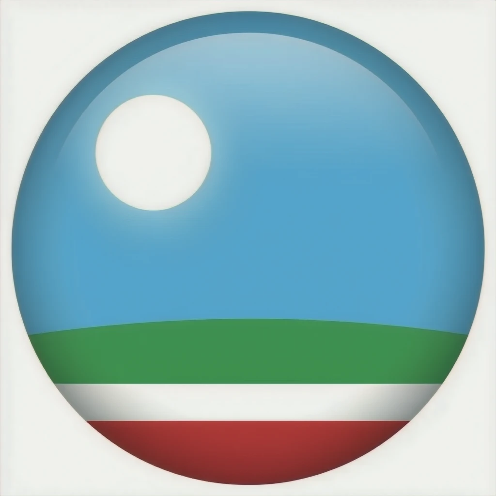 голубое небо без облок 1 белый круг в середине 1 красная полоса в низу 1 зелёная полоса выше красной полосы 1 белая полоса ниже зелёной полосы в виде флага одна зелёная полоса emoji