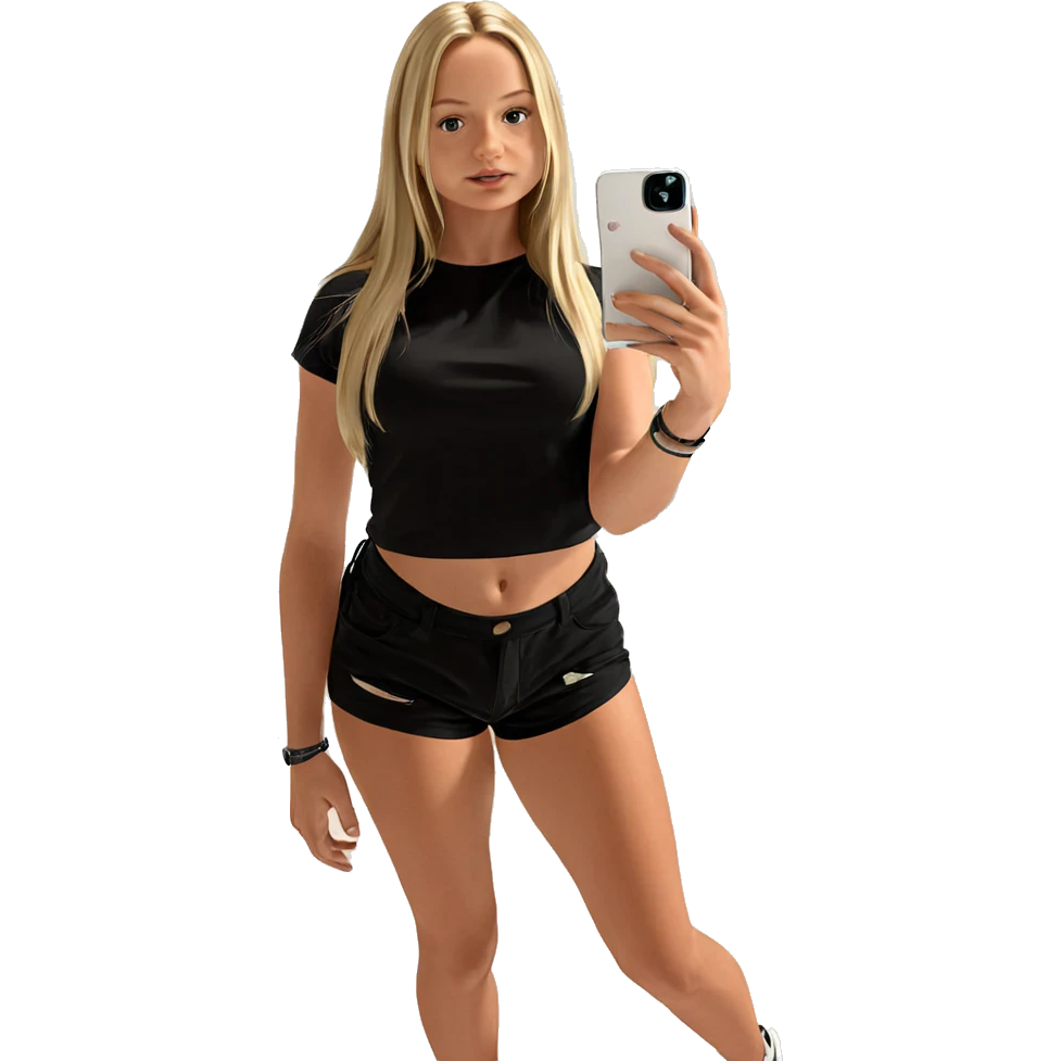 blonde girl taking selfie emoji