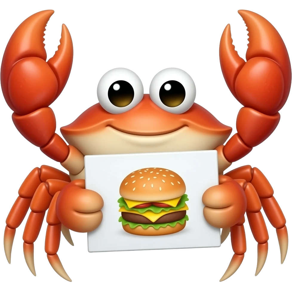 Crabs holding a sign saying BurgerServer emoji