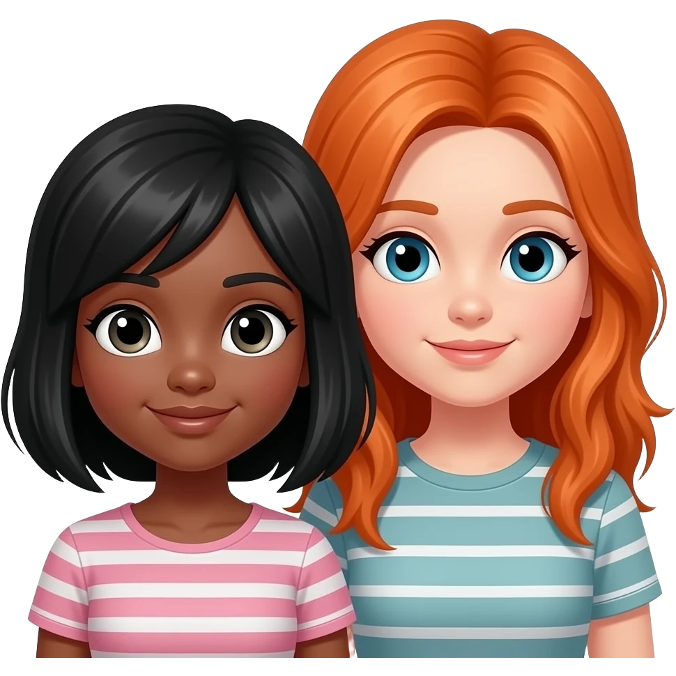 Black girl and orange head couple emoji