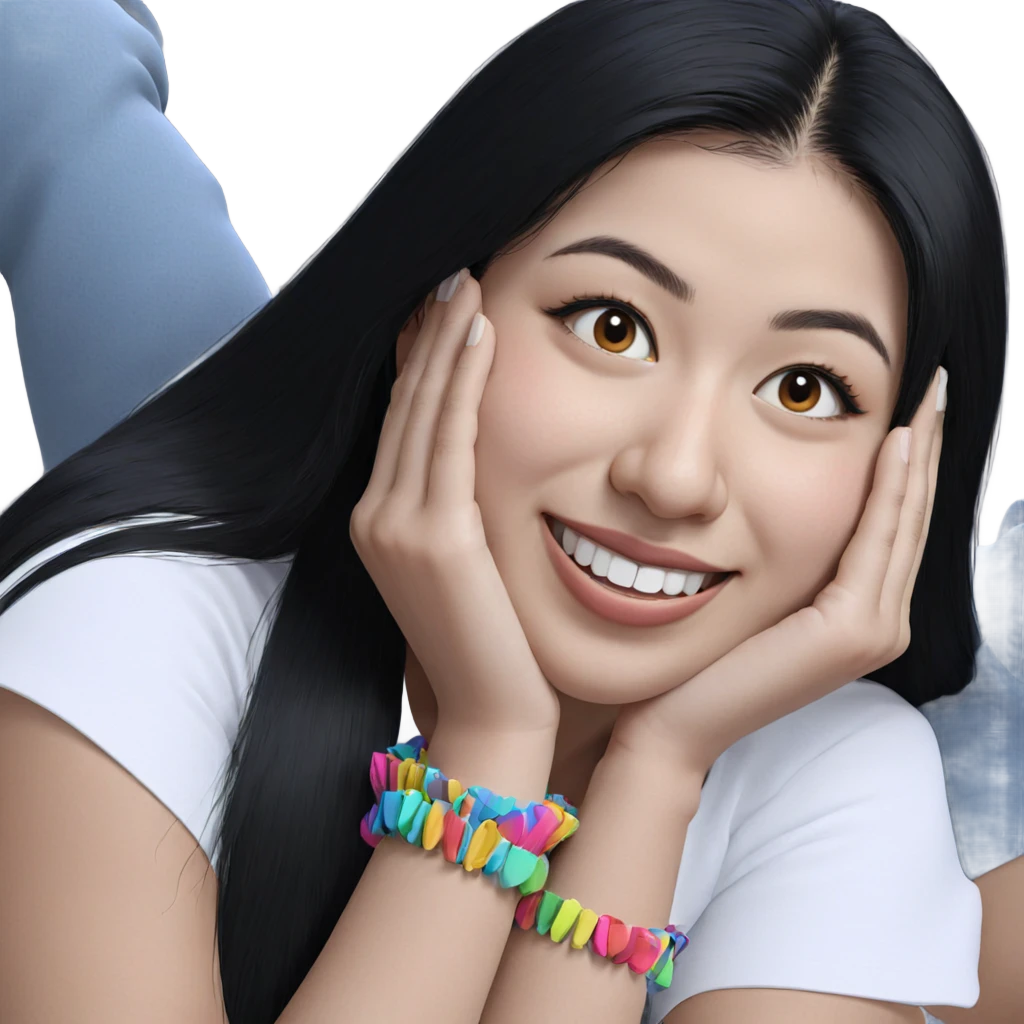 smiling girl with black hair emoji