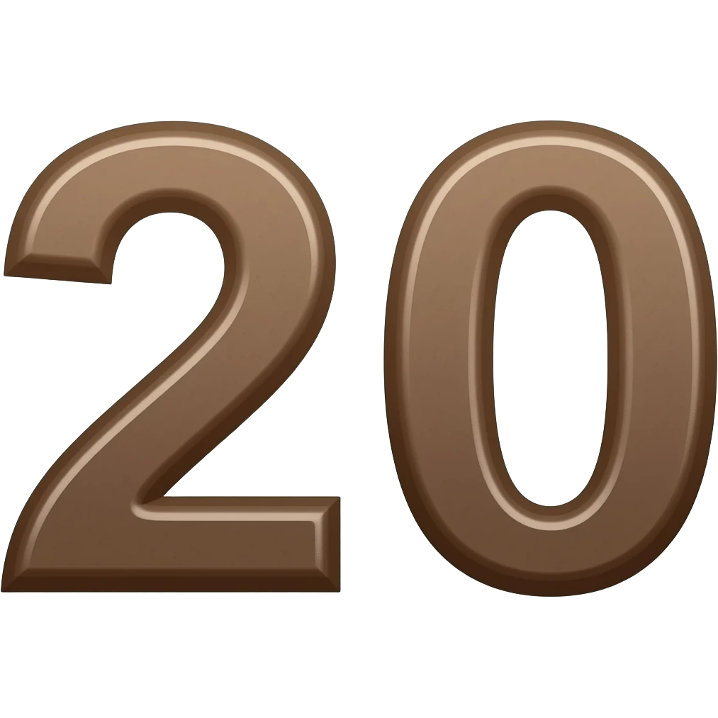 Create an emoji of the number 20 in a dark brown tone and make the number very thick emoji