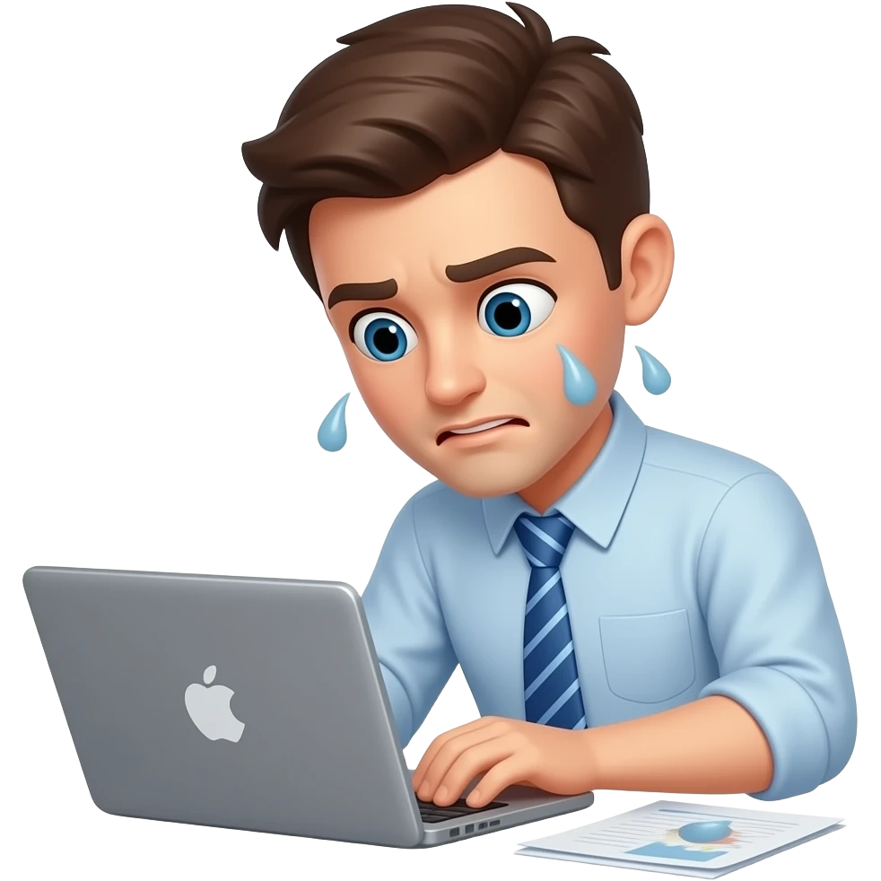 Someone struggling to finish work emoji