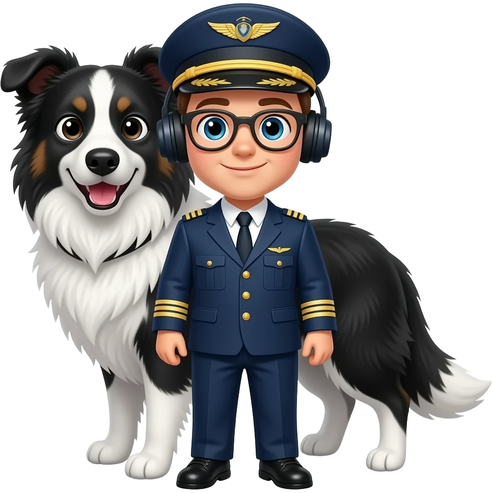 make a border collie airline pilot emoji